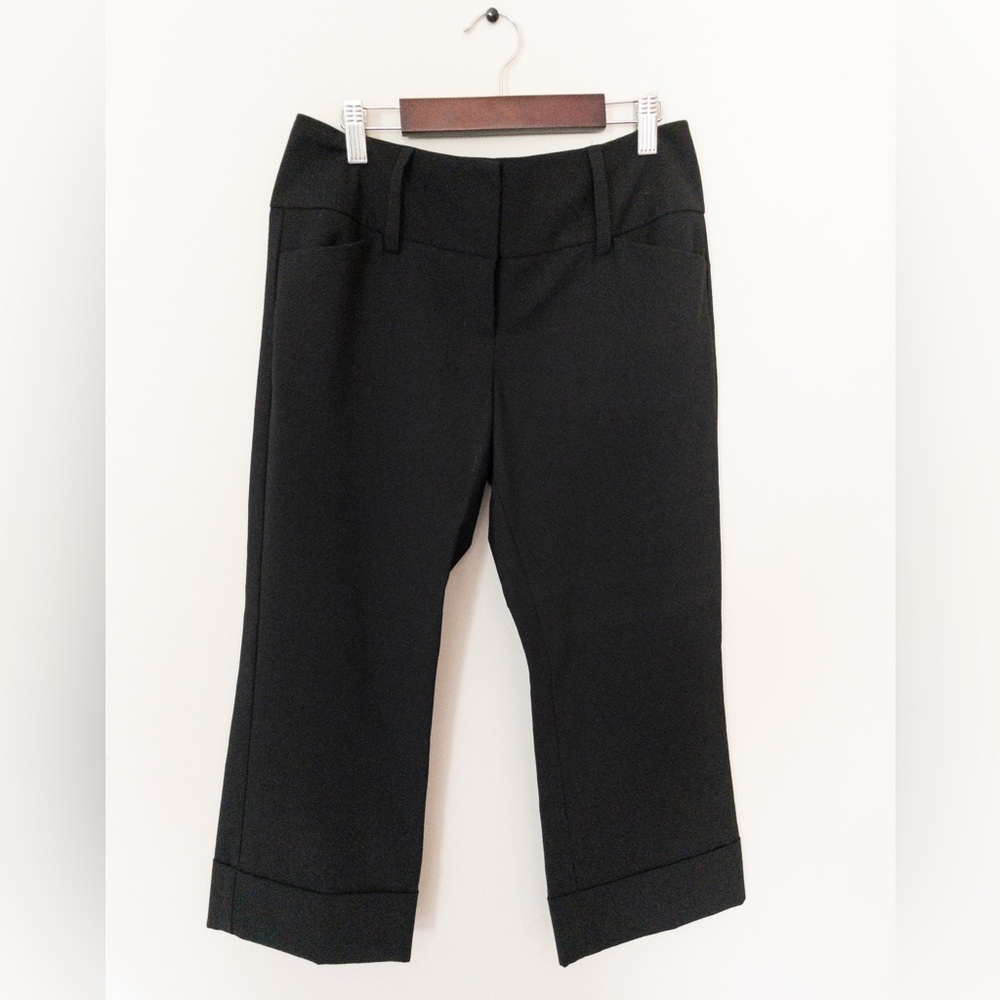Express Capri Editor Black Cropped Dress Pants SZ 4 Y2K